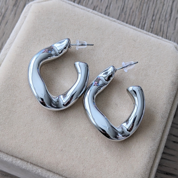 Jewelry - Chic Silver Twist Earrings